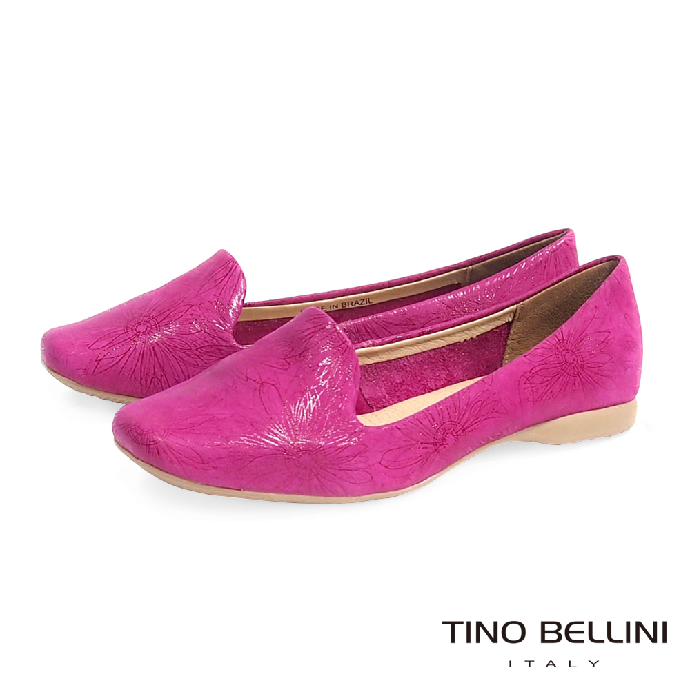 Tino Bellini 巴西進口特殊花紋舒適彈性樂福鞋_桃紅