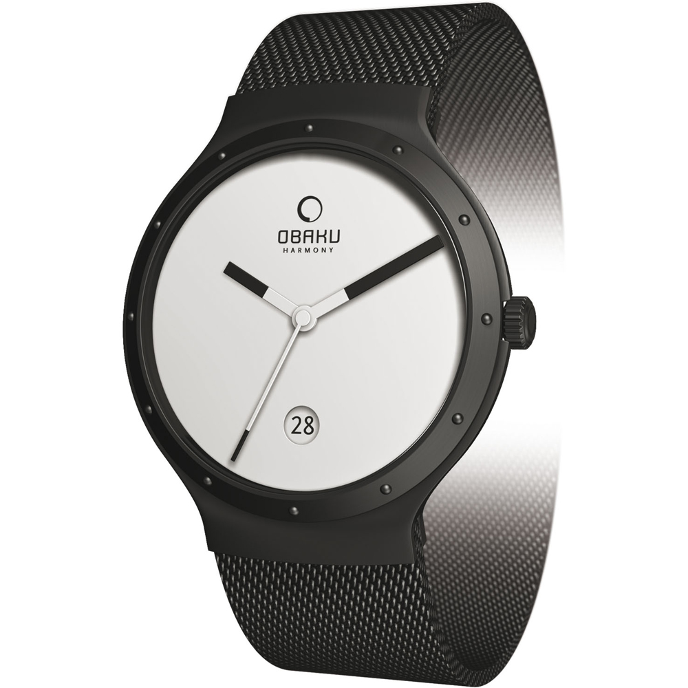 OBAKU 原創極簡時尚米蘭帶腕錶-IP黑/34mm