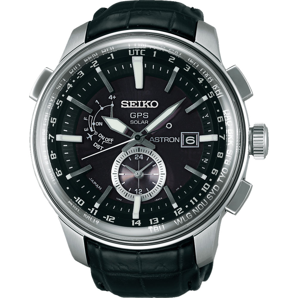 SEIKO ASTRON GPS 太陽能萬年曆世界時間腕錶SAS037J1-黑/48mm