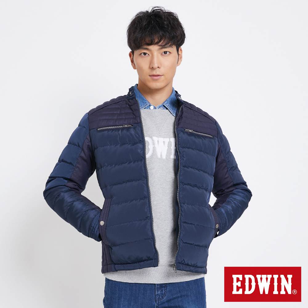 EDWIN 冒險旗行騎士風羽絨外套-男-丈青