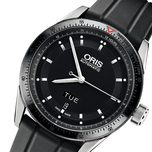 Oris Artix GT Day- Date 單向轉圈機械腕錶-黑x橡膠錶帶/42mm
