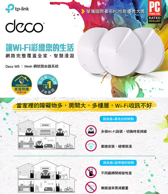 TP-Link Deco M5 Mesh wifi系統無線分享網狀路由器(3入包)