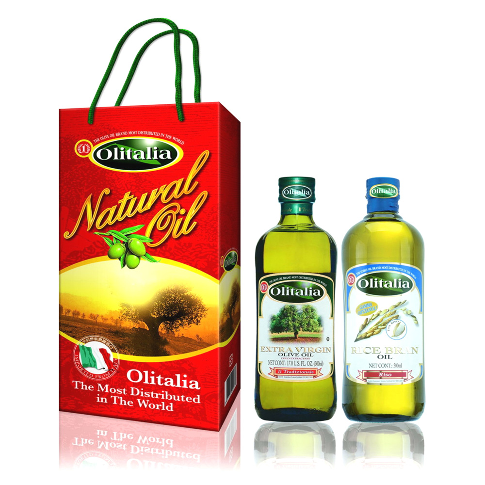 Olitalia奧利塔禮盒組 冷壓橄欖油(500ml)+玄米油(500ml)