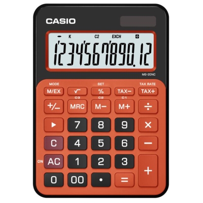 CASIO 12位數時尚多彩桌上型計算機(MS-20NC-BRG)黑/橘