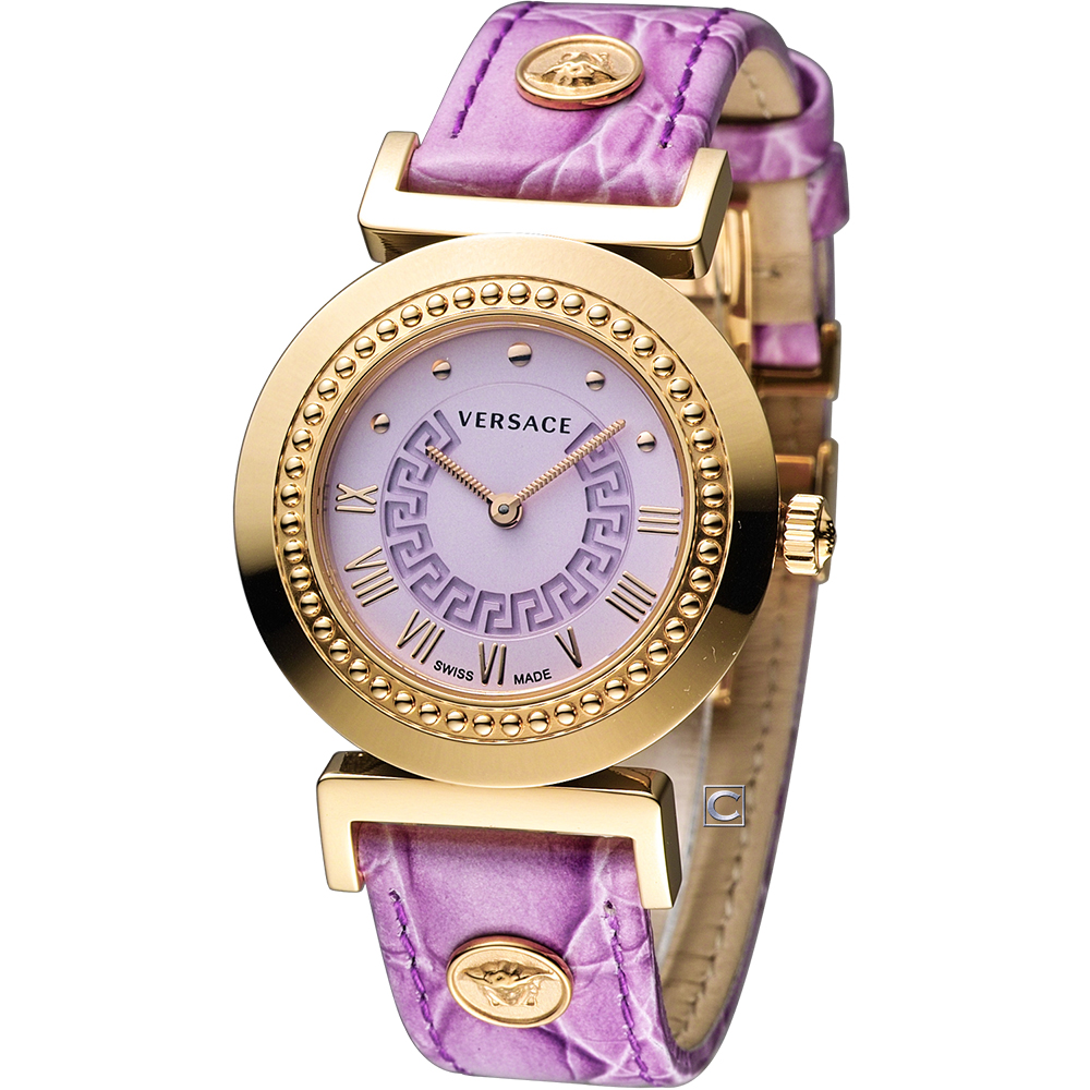 VERSACE vanity 奢華吸引力 時尚腕錶-紫/35mm