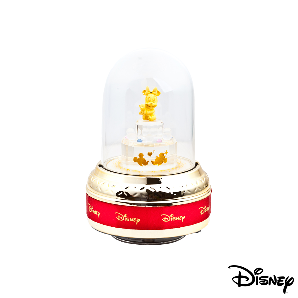 Disney迪士尼金飾 甜蜜美妮玻璃屋音樂盒立體金飾