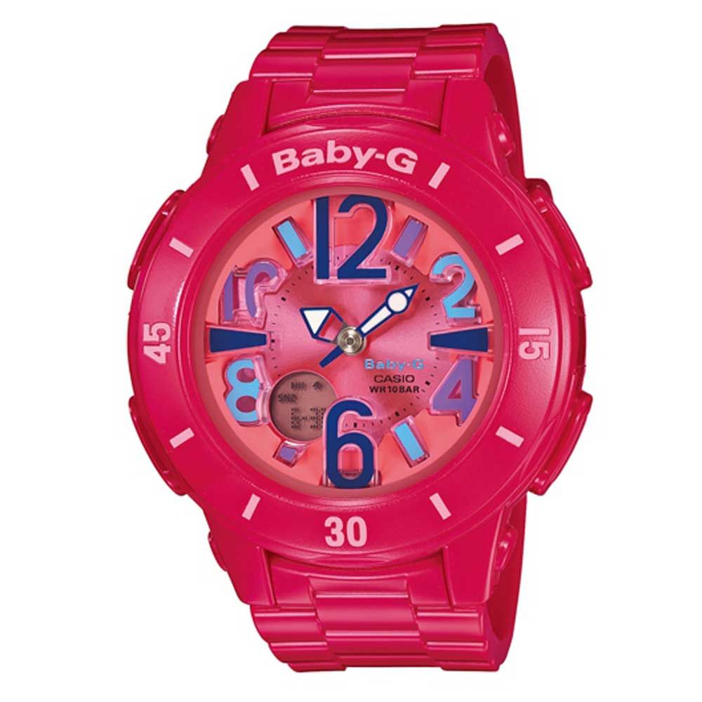BABY-G 霓虹照明潛水型日出日落色澤概念錶(BGA-171-4B1)-桃紅/42.2mm