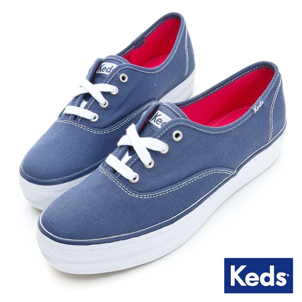 Keds 品牌經典厚底帆布鞋-海軍藍