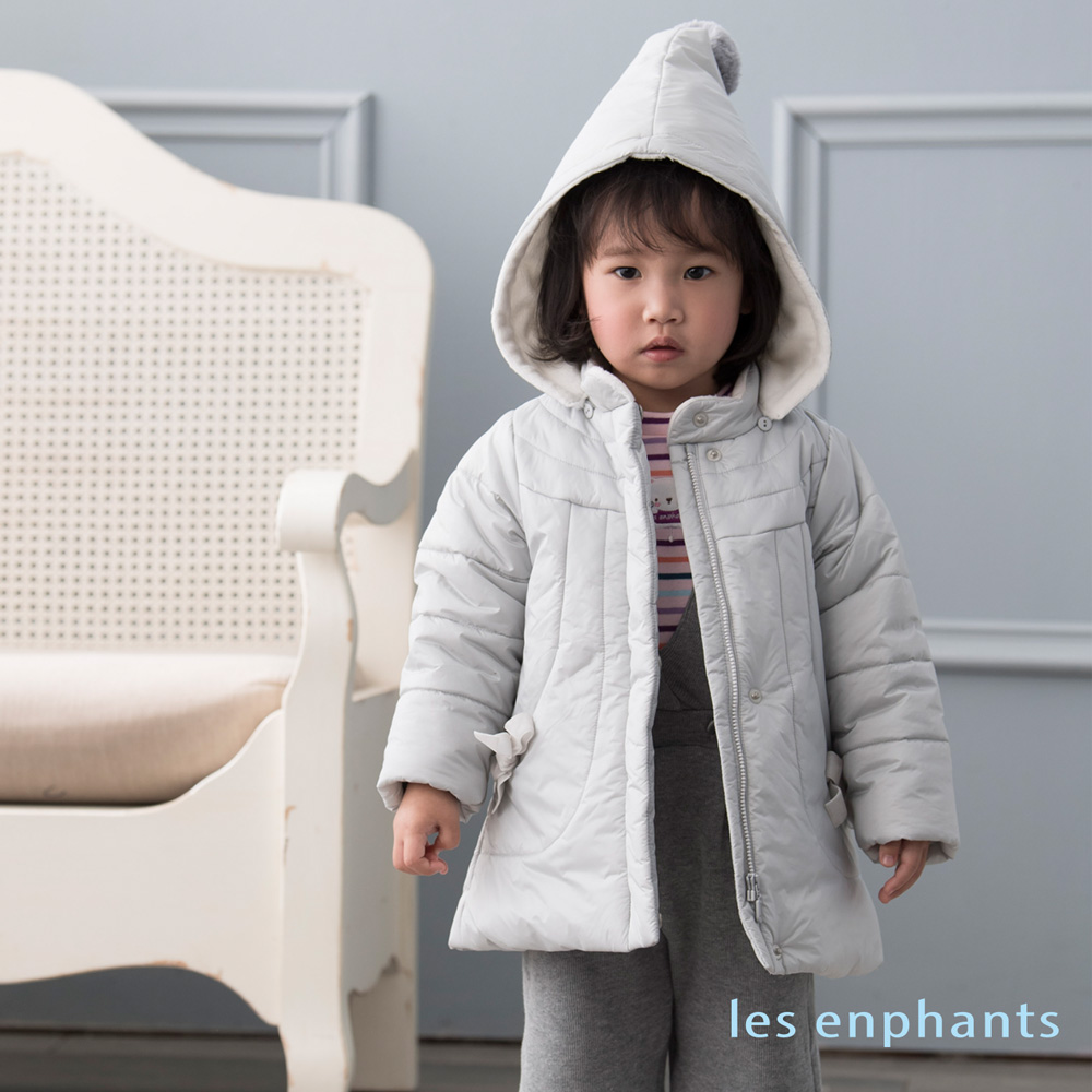 les enphants baby球球魔法帽保暖厚外套 淺灰