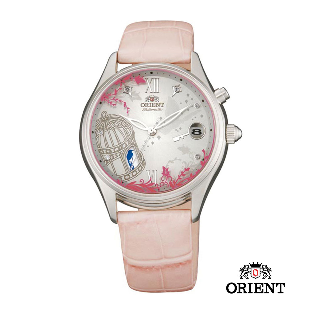 ORIENT 東方錶 HAPPY STREAM系列 幸福青鳥機械錶-銀x粉色/36mm