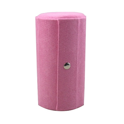 iSFun 麂皮圓柱 多功能首飾珠寶盒 粉7.5x13.3x7.5cm