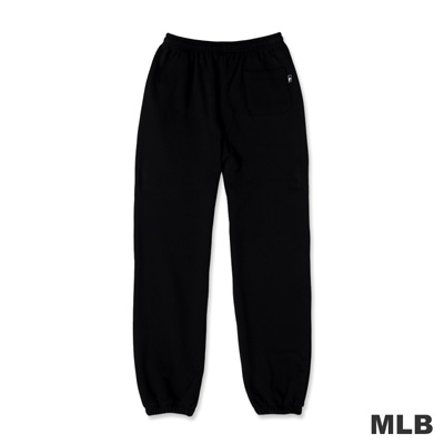 MLB-大聯盟雙側拉鍊口袋縮口印花厚棉長褲-黑色(男)