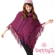 betty’s貝蒂思　翻領羅紋絨毛拼接混羊毛披風(紫紅) product thumbnail 1