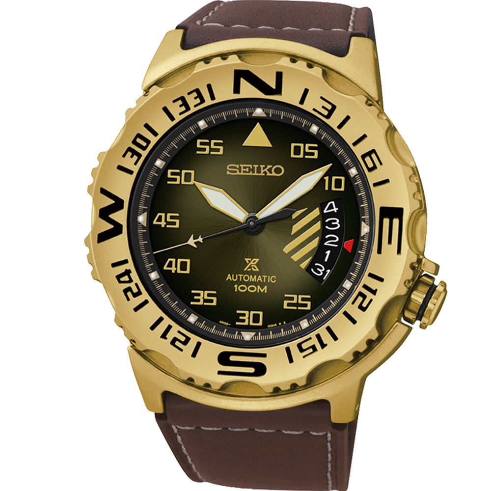 SEIKO PROSPEX 極限登峰機械腕錶(SRP580J1)-金框x咖啡/45mm
