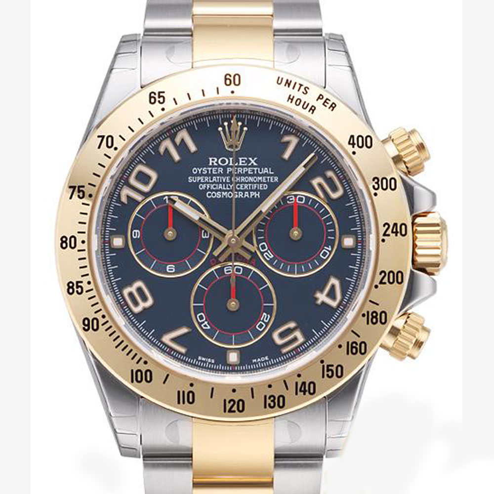 ROLEX Daytona 116523 三環計時半金機械錶-藍面阿拉伯字/40mm