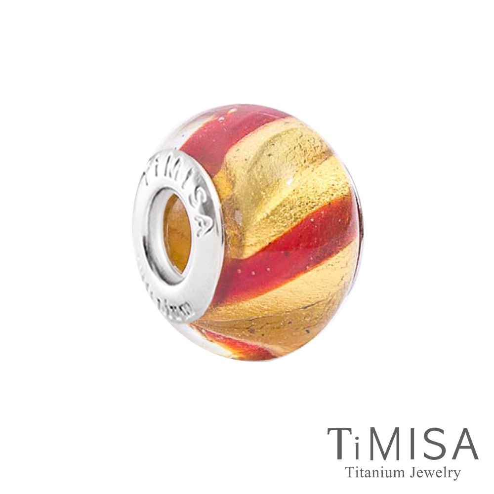 TiMISA 彈珠-金紅(11mm)純鈦琉璃 墜飾串珠