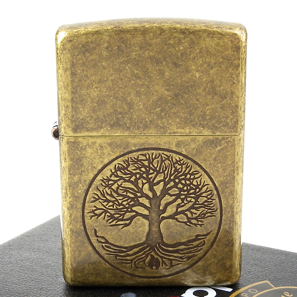 【ZIPPO】美系~Tree of life-生命之樹仿古鍍黃銅打火機