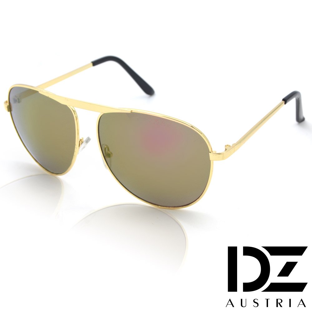 DZ 明星單槓設計款 抗UV太陽眼鏡 墨鏡(金框茶紫膜)
