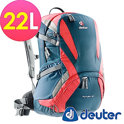 【ATUNAS 歐都納】德國DEUTER 網架直立式透氣登山後背包22L/34204深藍紅