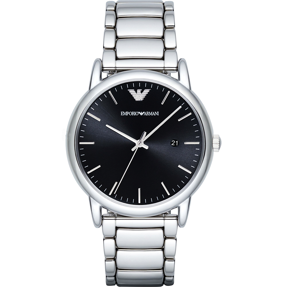 Emporio Armani Classic 都會時尚石英腕錶-黑x銀/42mm