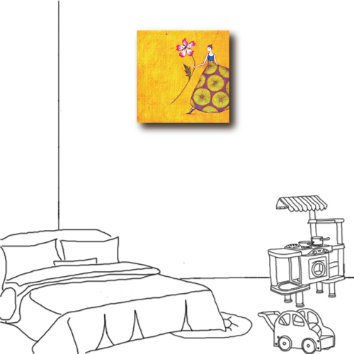 美學365 - 單聯式無框藝術掛畫時鐘 - 花女孩40x40cm