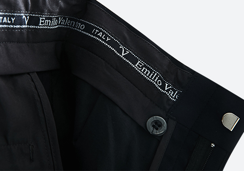 Emilio Valentino 范倫提諾彈力紋理平面西褲-黑