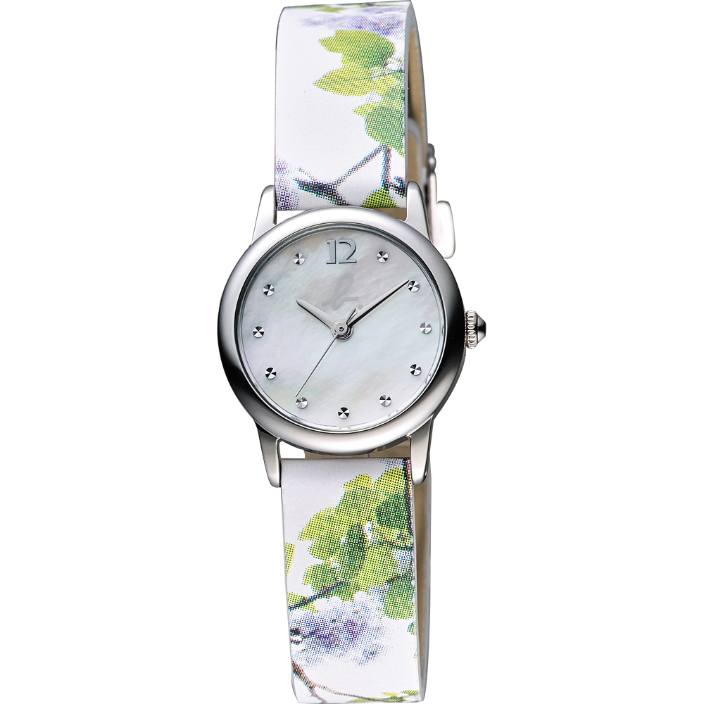 agnes b. 時尚法國彩繪晶鑽套錶組-珍珠貝/24mm