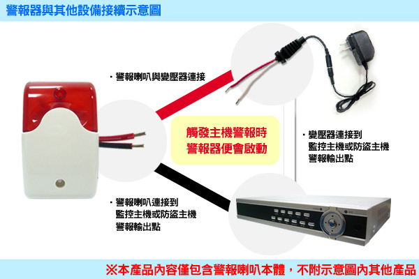 KINGNET 台灣製造 110分貝大音量警報器 8LED低電耗 防水防衝擊