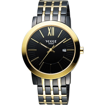 VOGUE 尊爵時尚羅馬腕錶-IP黑x雙色版/40mm