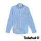 Timberland 男款淺藍色刺繡細格紋長袖襯衫 product thumbnail 1