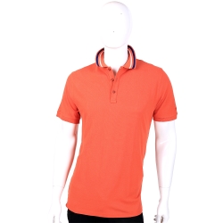TRUSSARDI 橘色領邊條紋設計短袖POLO衫