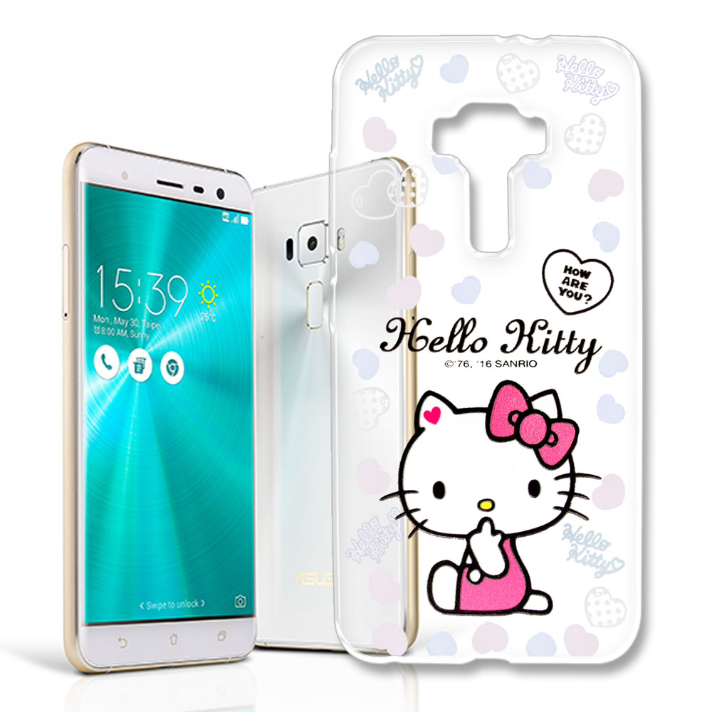 Hello Kitty 華碩 ZenFone 3 5.5吋 浮雕彩繪透明軟殼(心愛凱蒂)