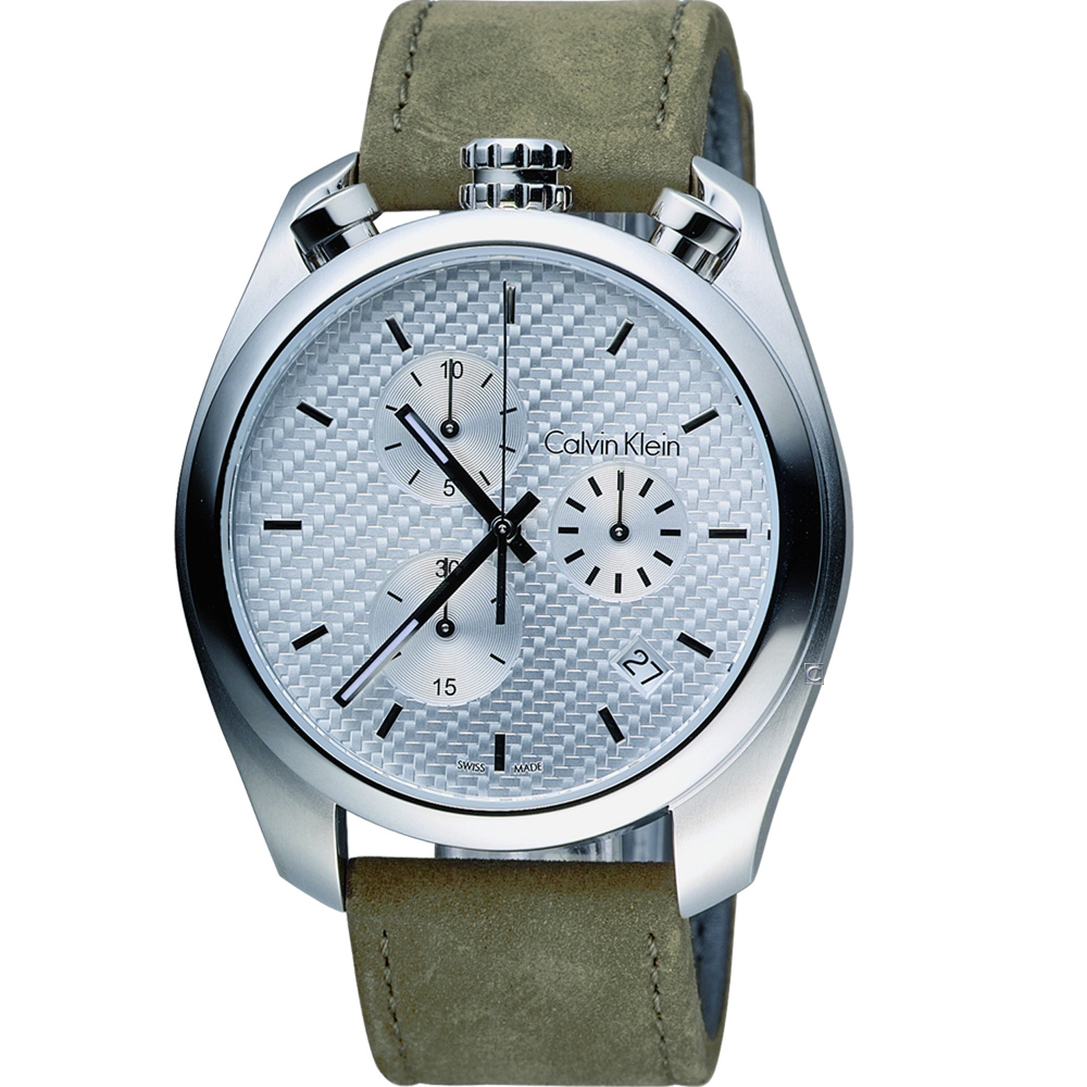 Calvin Klein Control  立體時尚計時腕錶-銀白/45mm
