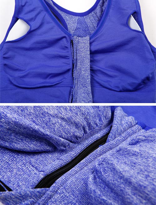 運動內衣 前開拉鍊式無鋼圈運動內衣 (藍色)-AQUA Peach