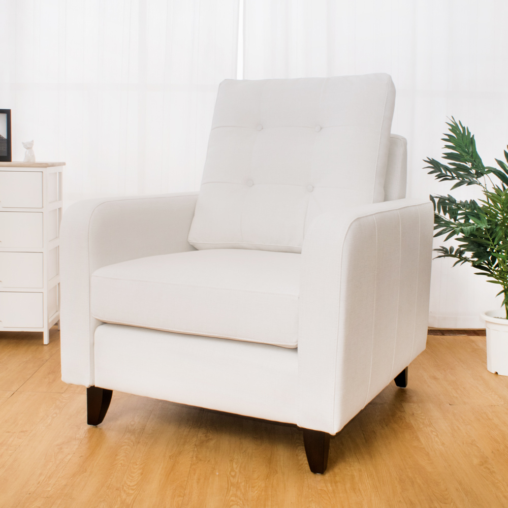 Boden-諾德白色貓抓布紋皮沙發單人椅/單人座