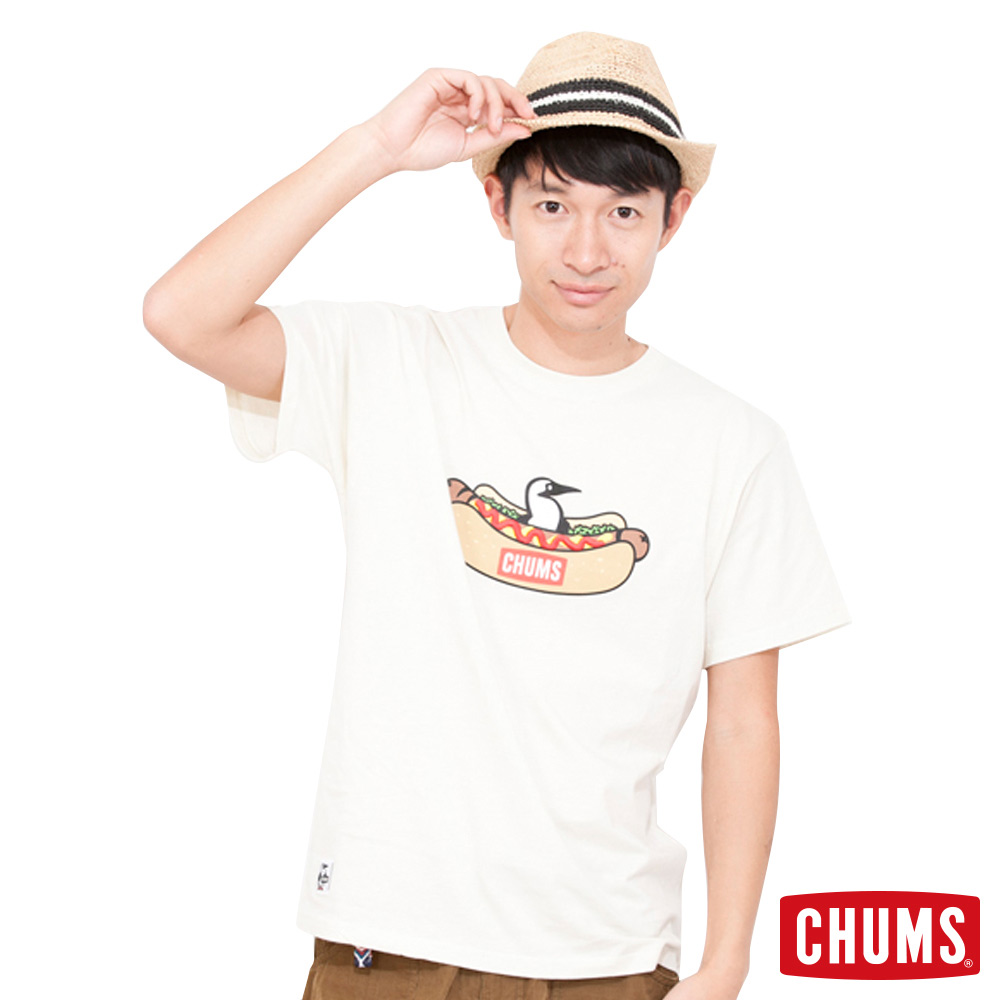 CHUMS 男 Hot Dog ! 短袖T-Shirt 象牙白