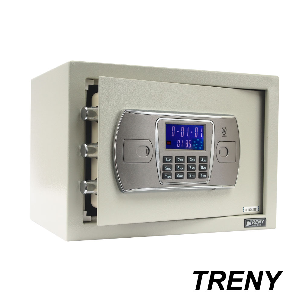 TRENY三鋼牙 新液晶雙鑰匙保險箱 中 3406