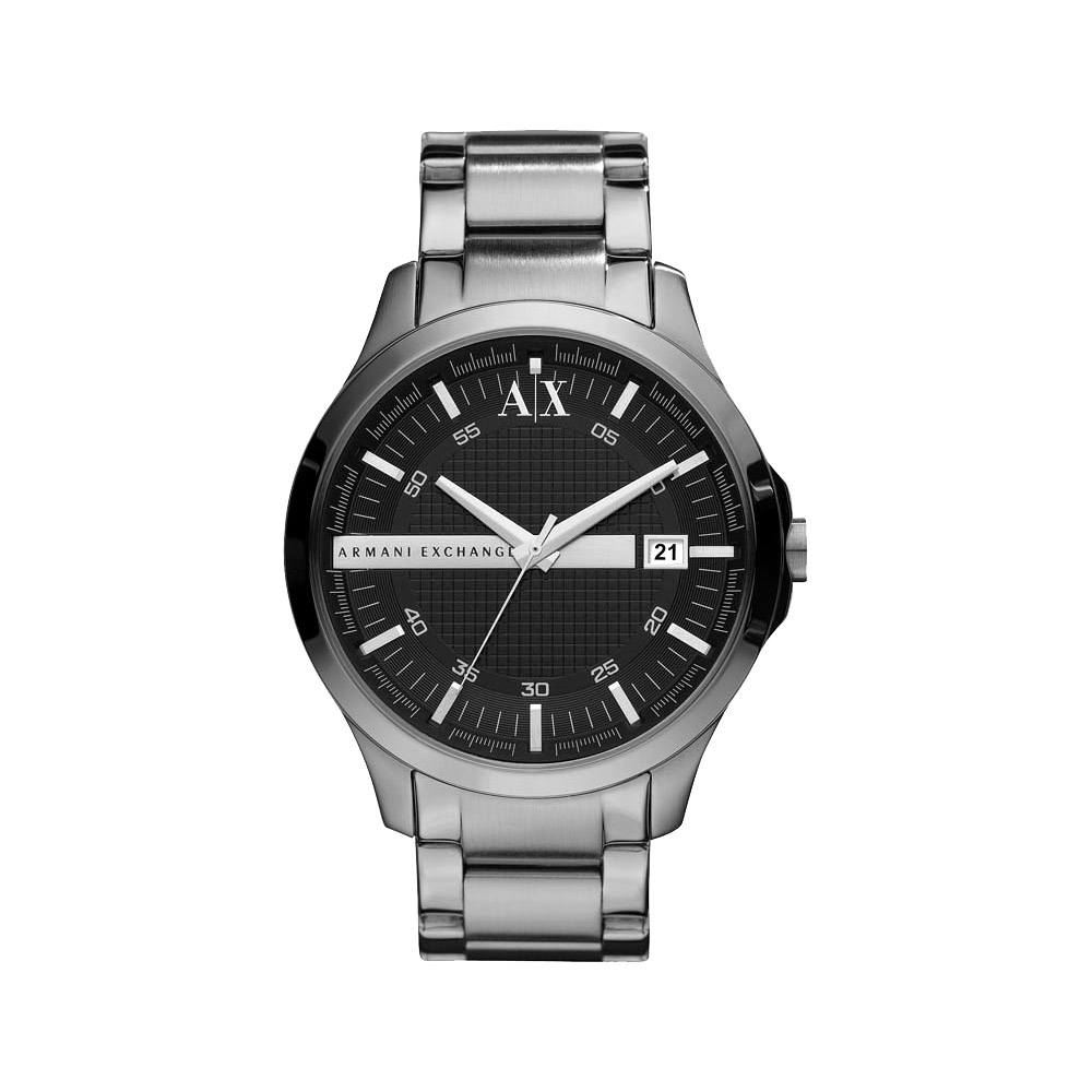 A│X Armani Exchange 雅痞時尚風格鋼帶腕錶-黑/46mm