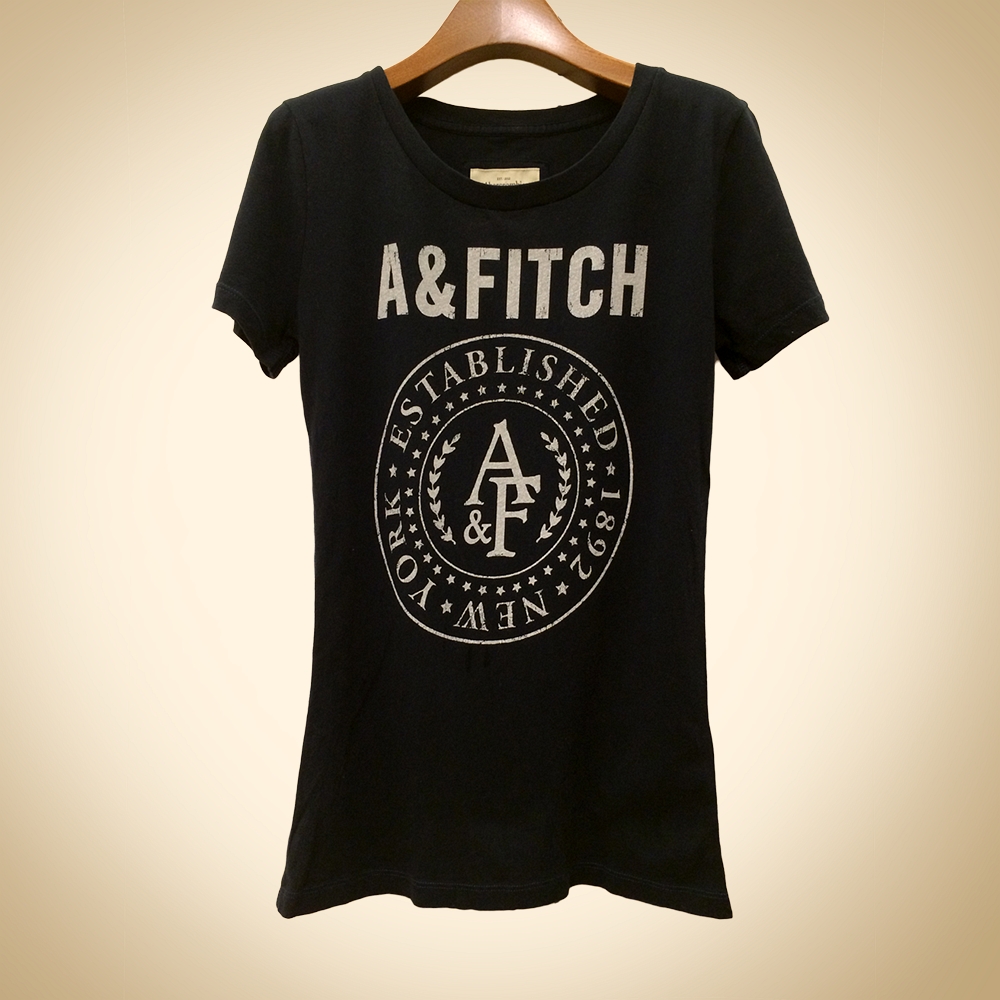 A&F 女裝 復古圓標短T恤(深藍)