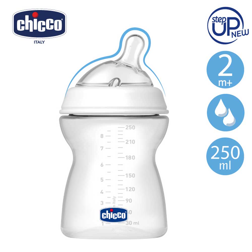 chicco-天然母感2倍防脹PP奶瓶單孔(中等流量)250ML