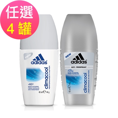 adidas愛迪達 動感香氛制汗爽身滾珠(男/女)任選4罐(40ml/罐)