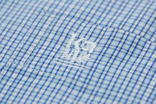 金‧安德森 白色藍色交錯格紋內裡刷毛長袖襯衫
