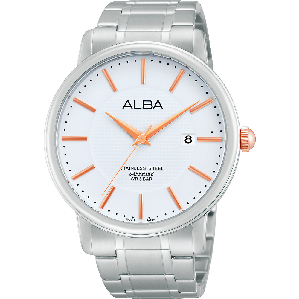 ALBA PRESTIGE 爵士時尚腕錶(AS9761X1)-銀x玫塊金時標/44mm