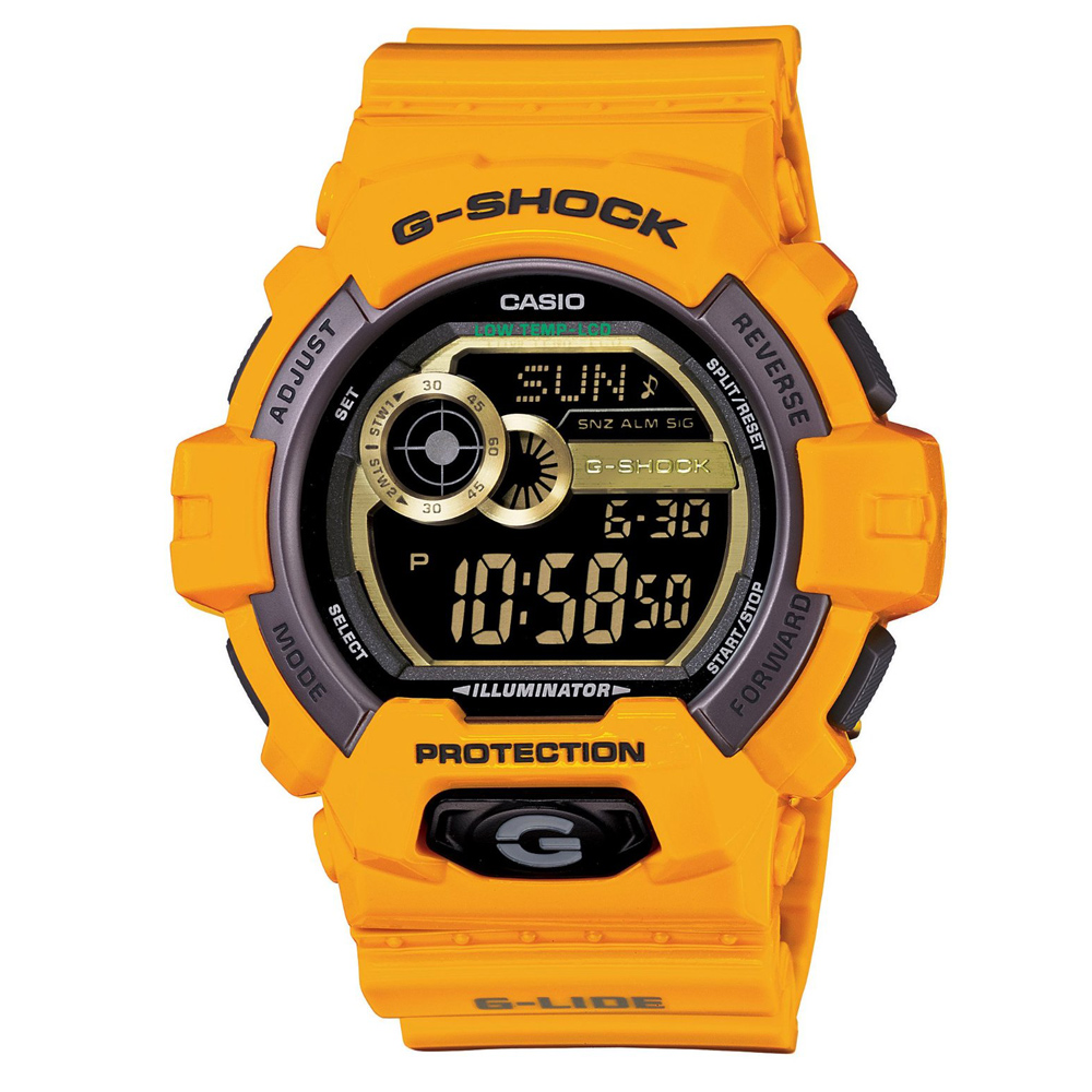 G-SHOCK 極限運動G-LIDE系列休閒錶-黑x黃/52mm