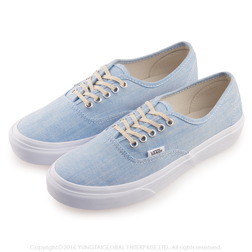 (女)VANS Authentic Slim 素色5孔綁帶休閒鞋*藍色