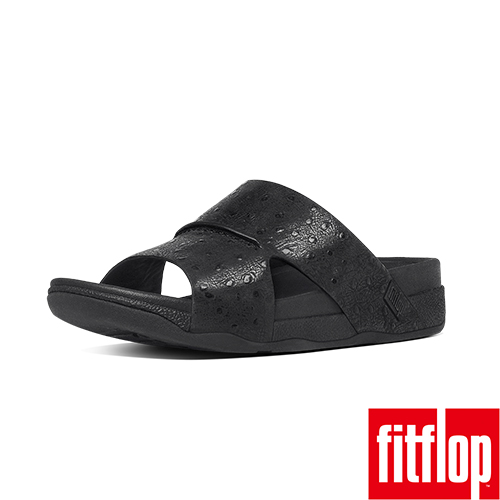 FitFlop TM-BANDO TM LEATHER SLIDES-黑色