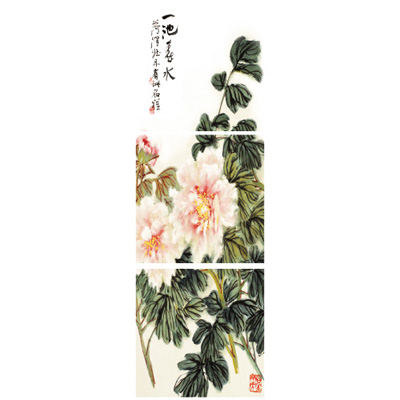 橙品油畫布- 三聯無框圖畫藝術家飾品 - 一池春水40*40cm