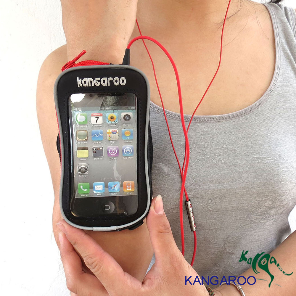 【KANGAROO】輕量運動4.7吋手機腕袋 手機袋 (酷線紅) K140402002