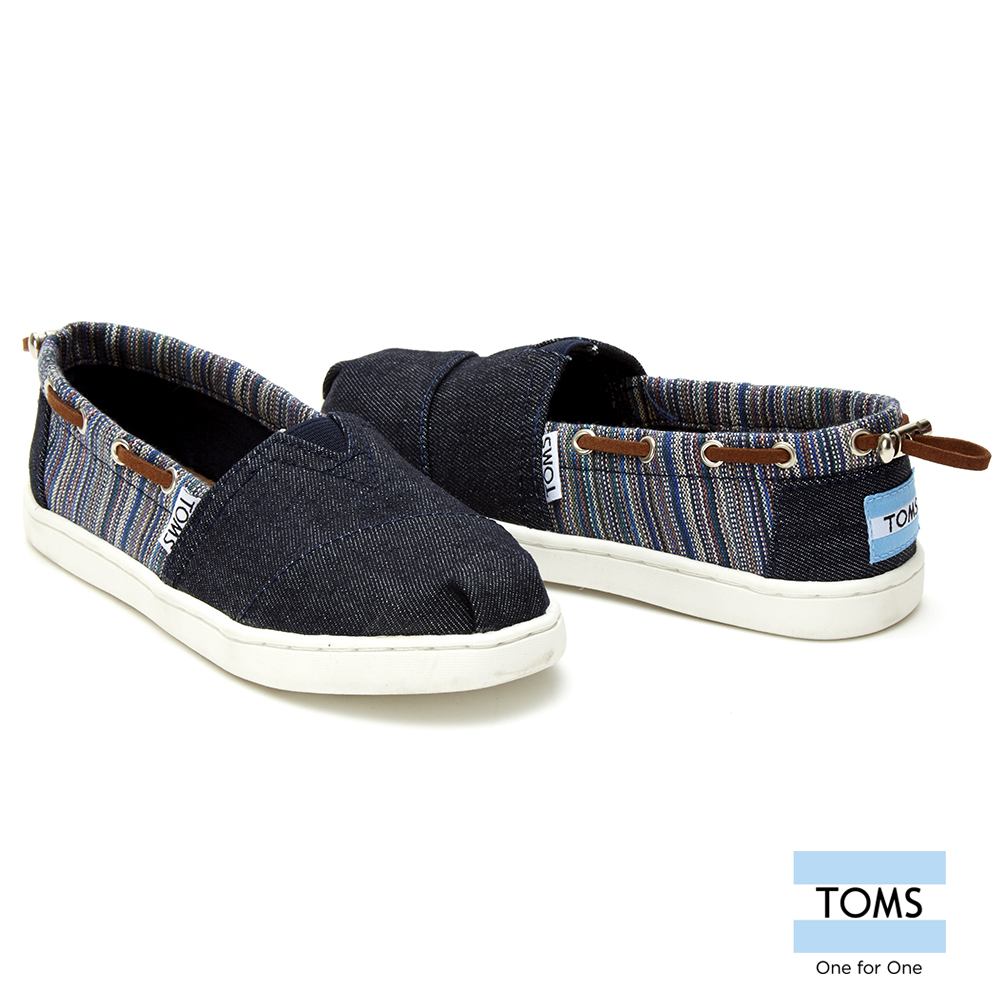 TOMS 條紋拼接懶人鞋-孩童款