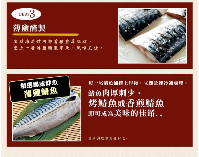 極鮮配888任選 挪威薄鹽鯖魚-中(140g/片)